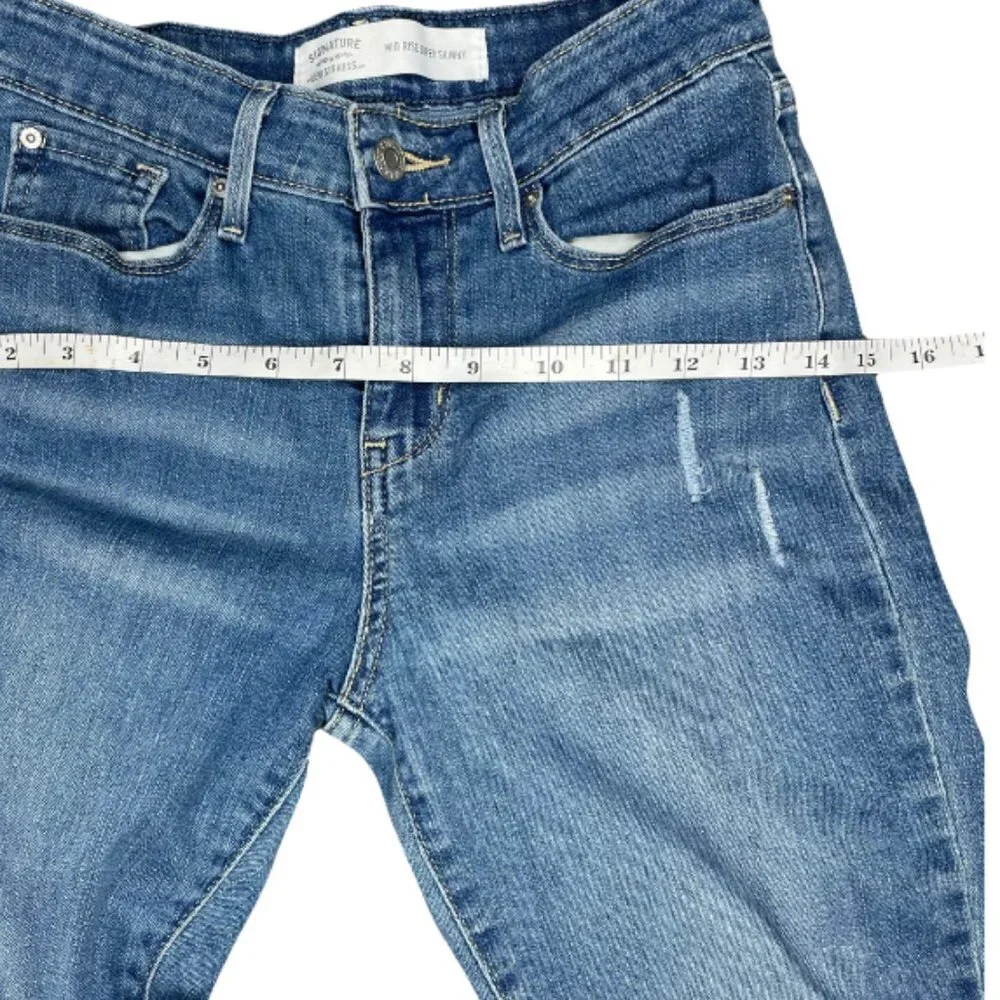 Signature by Levi Strauss Indie Sleaze Distressed Mid Rise Super Skinny Jeans 26